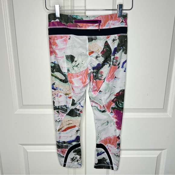 Lululemon Leggings 4 Run Inspire Crop II Pigment Wave Multi Black Pink Womens - Picture 8 of 16